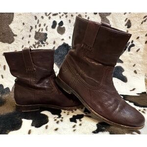 FRYE Women’s Anna Shortie Brown Leather Boots Size 7